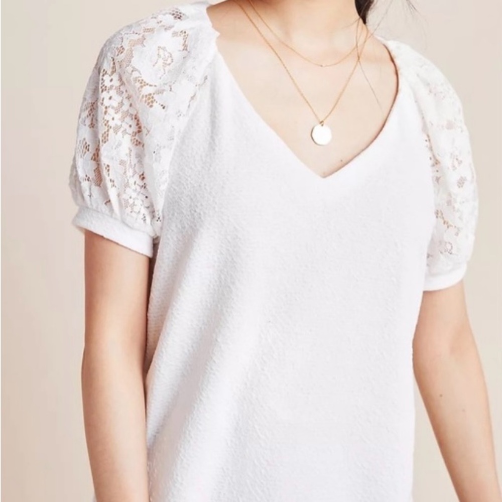 NWT Anthropologie Lace Cady white top size XL